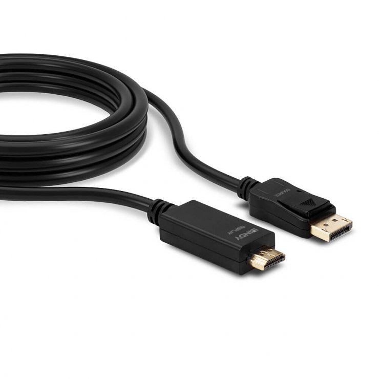 Imagine Cablu Displayport la HDMI 4K30Hz 0.5m T-T Negru, Lindy L36920